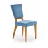 Niebieskie drewniane krzesło welurowe Wenanty Halmar w sklepie Edinos.pl